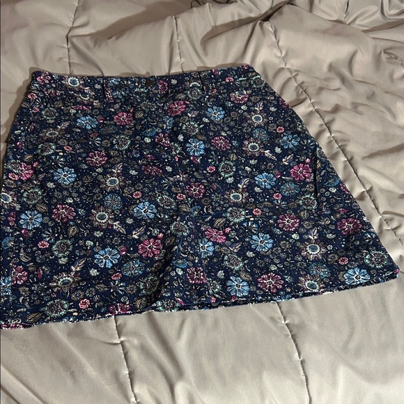 Talbots Dresses & Skirts - Talbots Floral A-Line Corduroy Skirt in Navy and Pink